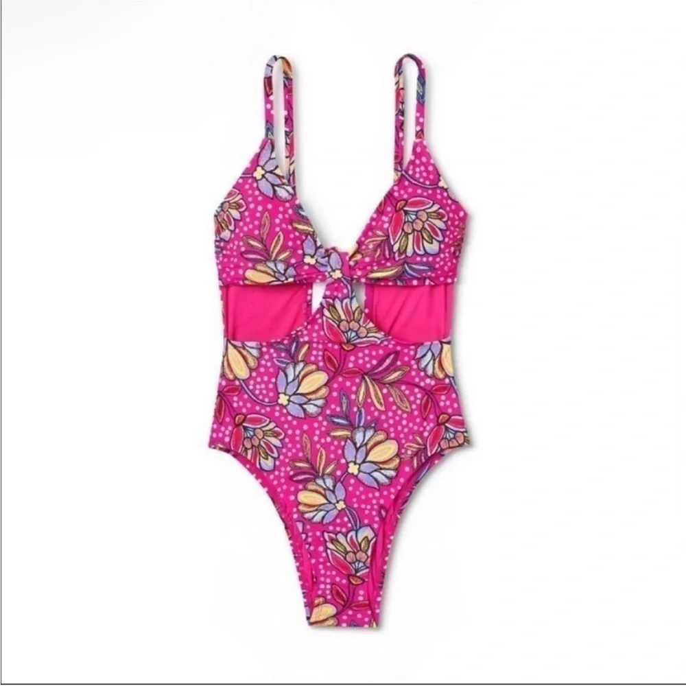 Tabitha Brown X Target Pink Floral Print One Piece Swimsuit MEDIUM NWOT